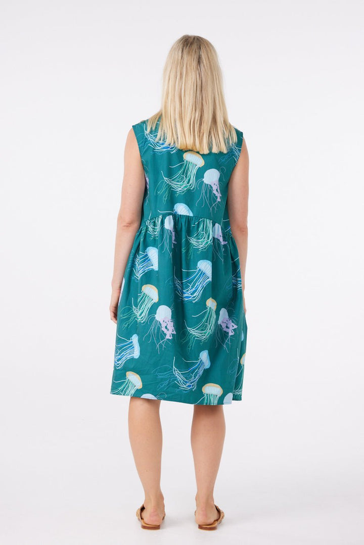 Isla on Vacay Dress in Green Jellies - Rex and Isla